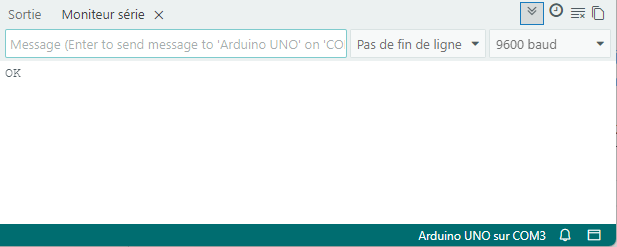 Moniteur série lors de l'utilisation de commandes AT avec le HC06