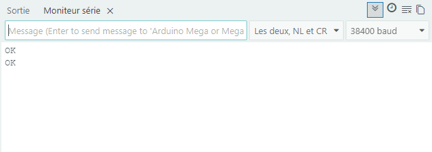Moniteur série lors de l'utilisation de commandes AT avec le HC06